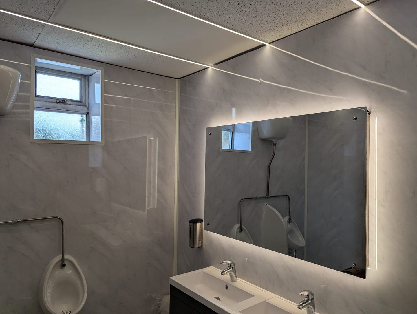 Customer photo review of Premium Grey Marble Gloss Shower Wall Panel – 2400 x 1000mm