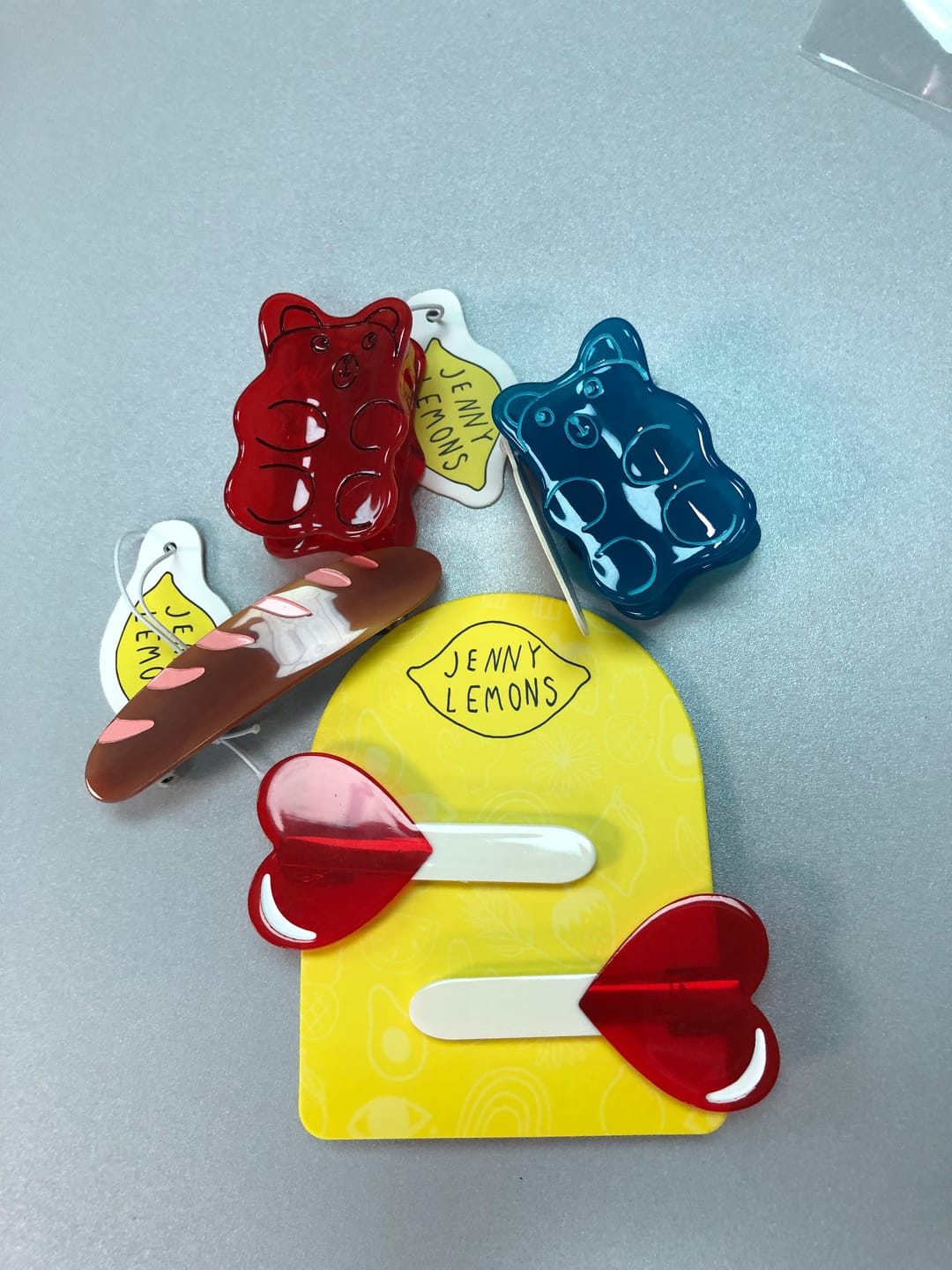 Customer photo review of Mini Red Gummy Bear Hair Claw Clip