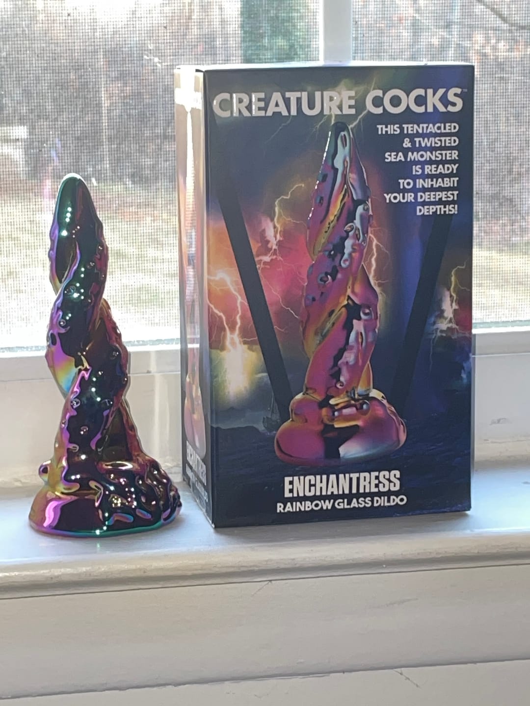 Customer photo review of Enchantress Rainbow Glass Dildo