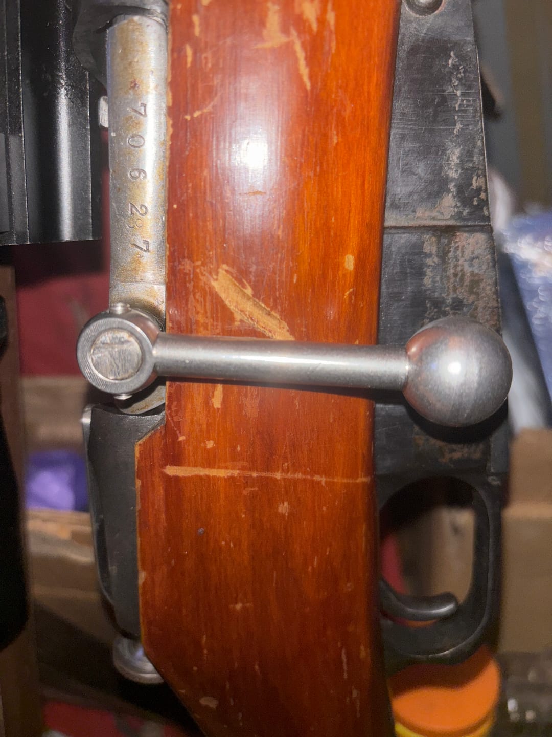 Customer photo review of Mosin Nagant thread on bent bolt handle - no welding required