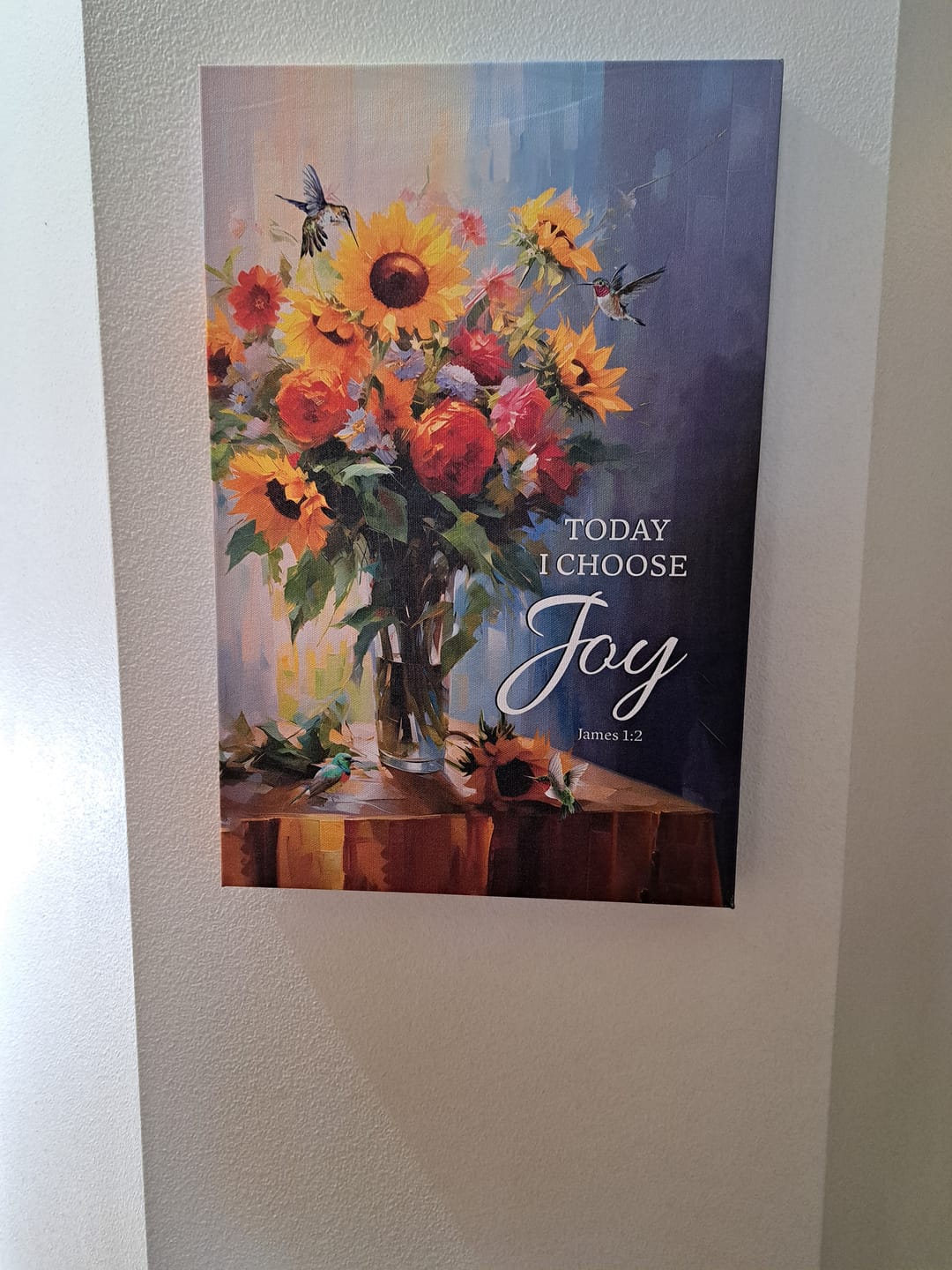 Customer photo review of Today I Choose Joy, Hummingbird Sunflower, Wall Art Canvas