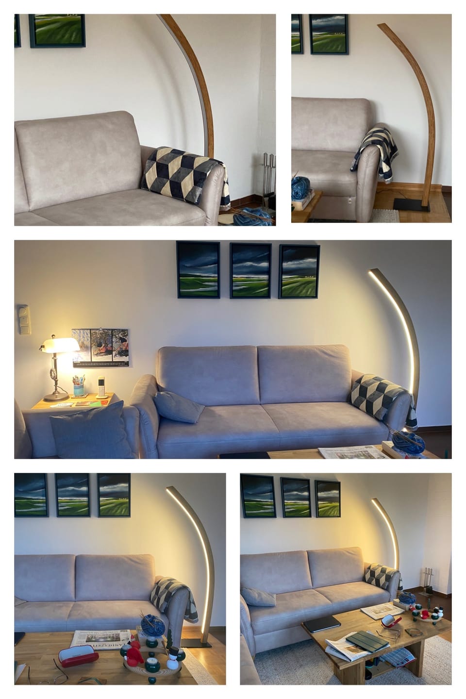 Customer photo review of Designer Stehlampe aus Eichenholz, LED-Leuchte geschwungen - Solara