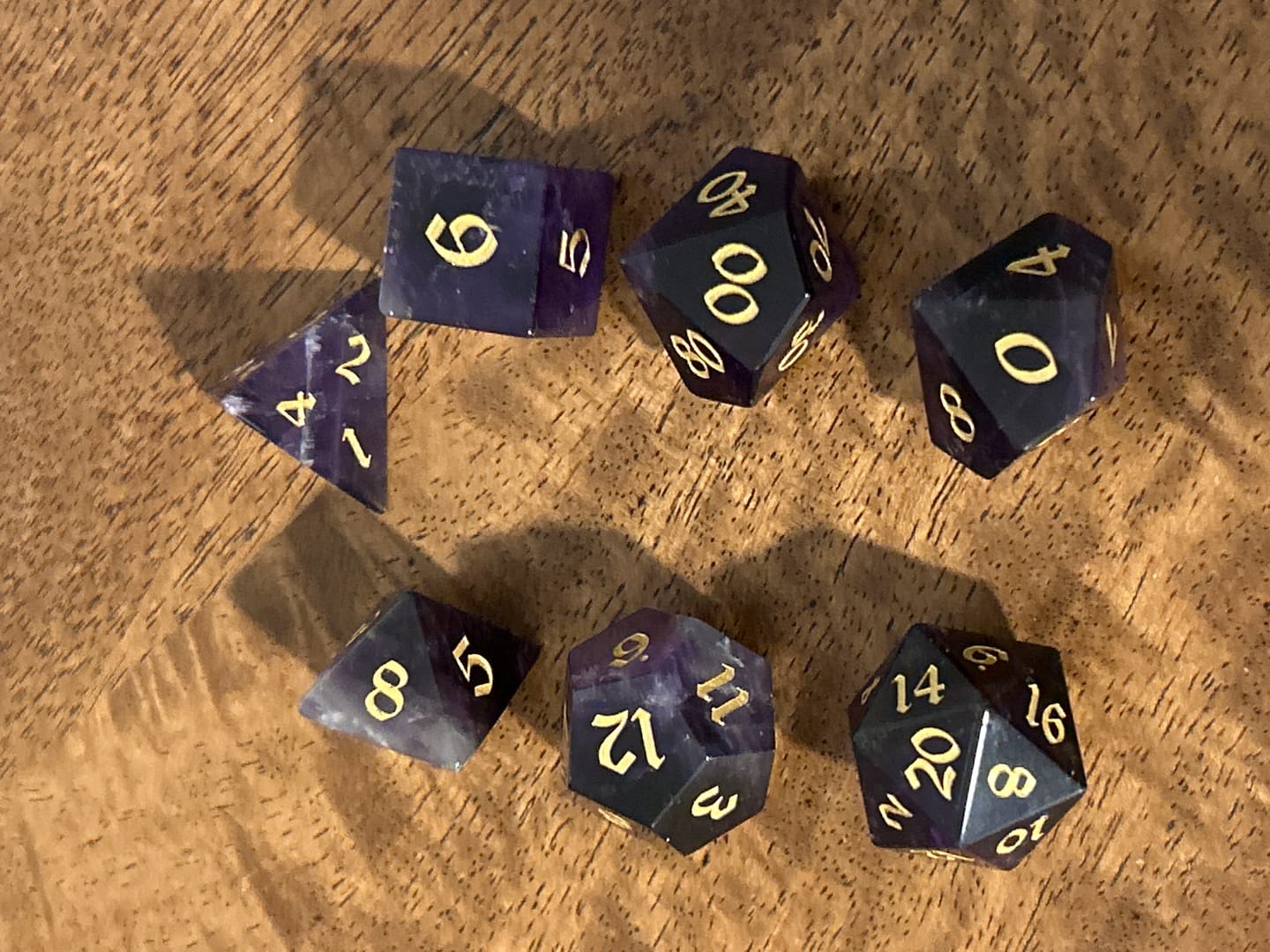 Customer photo review of Purple Gemstone Amethyst Dice DND Dice Set