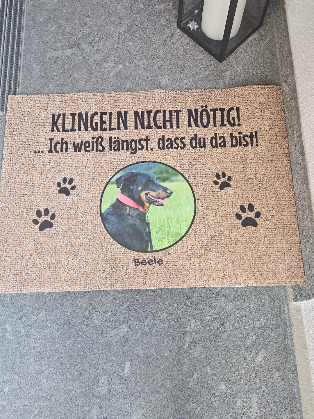 Customer photo review of Klingeln nicht nötig mit Foto - individuelle Fußmatte