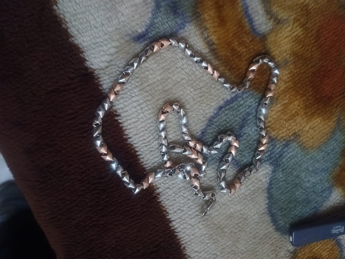 Customer photo review of Maverick Block Two Tone Men's Silver Chain