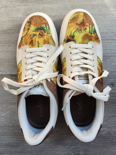 Customer photo review of Van Gogh Sunflowers inspired sneakers
