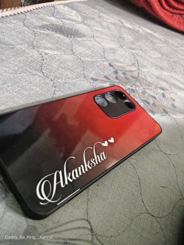 Customer photo review of Customize Name Gradient Glass Case Cover Red Wine For Vivo