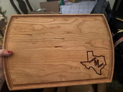 Customer photo review of Personalized Wood BBQ Cutting Board 10.5" x 16"