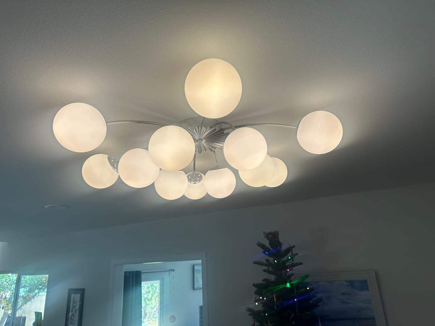 Customer photo review of Blossom 12-Light Opal Glass Bubble Semi Flush Chandelier