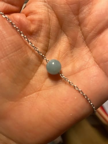 Customer photo review of Collier à perle d'aigue-marine en acier inoxydable