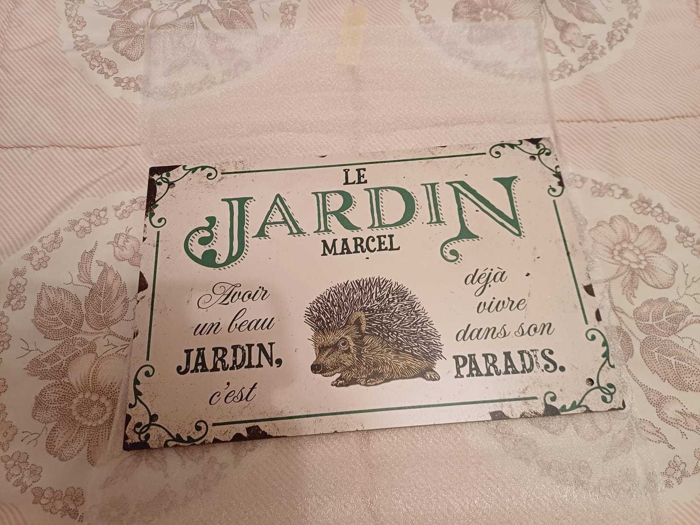 Customer photo review of Joie dans le jardin – Outdoor-Pancarte de porte