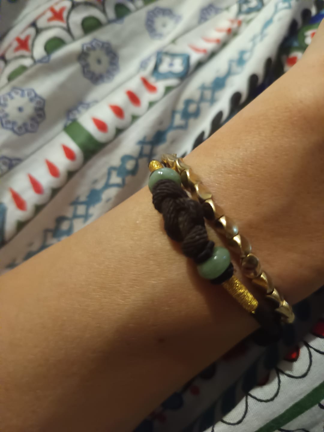 Customer photo review of Buddha Stones Red String Jade Luck Fortune Knot Braided Couple Bracelet