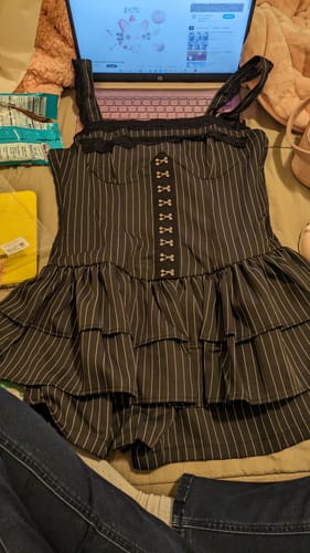 Customer photo review of Grunge Doll Stripes Flared Romper Dress 2.0