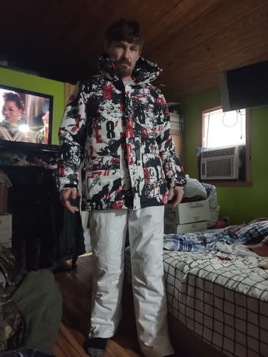 Customer photo review of Men Classical Printed Ski Snowboard Insulated Jacket & Bib Pants