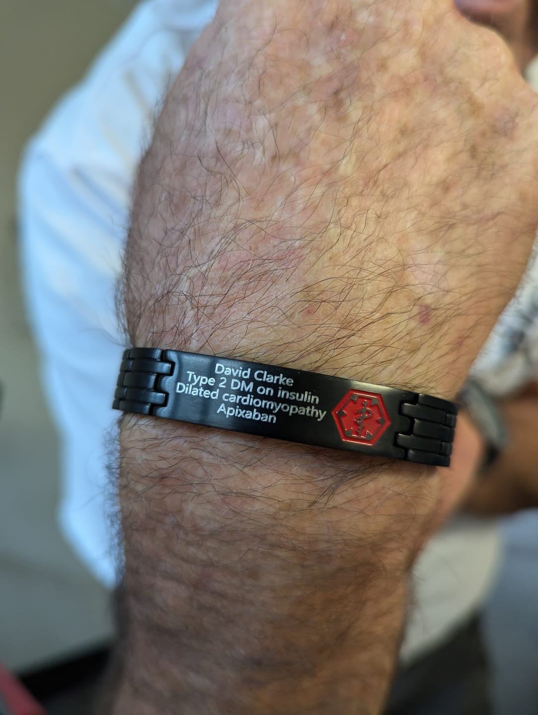 Customer photo review of Black Stainless Steel Medical Alert ID Bracelet for Men