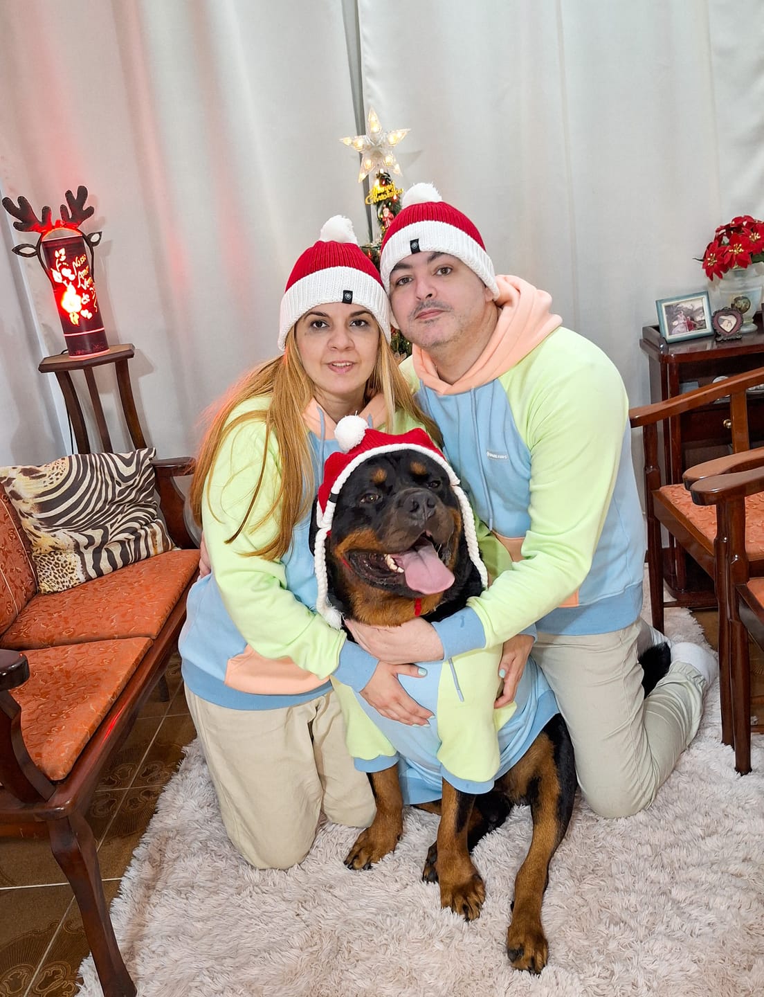 Customer photo review of Human Pompom Hat - Santa