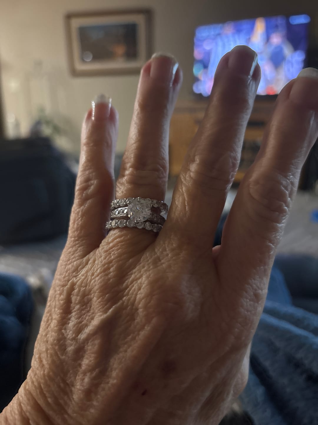 Customer photo review of Classic Wedding Band - Moissanite