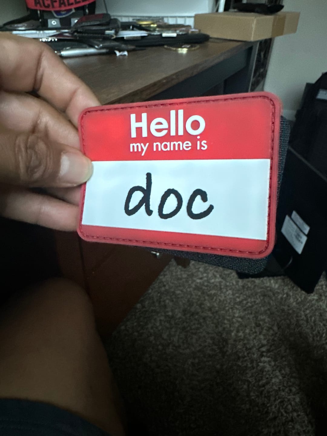 Customer photo review of “Hello my name is Doc” Medic Patch!