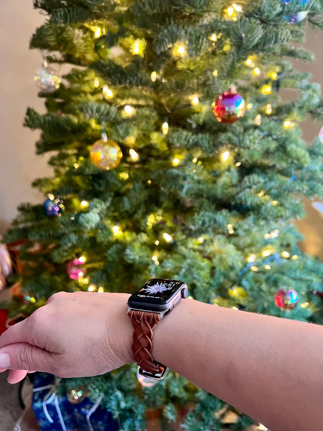 Customer photo review of The Braided Leather Apple Watch Band