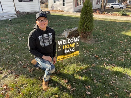 Customer photo review of Welcome Home Yard Sign Personalized