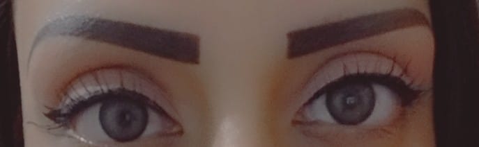 Customer photo review of Vela Grey Prescription Colored Contact Lenses