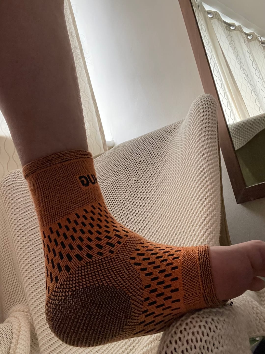Customer photo review of Bamboo Ankle Compression Support Sleeve For Achilles Tendon And Ankle Sprains