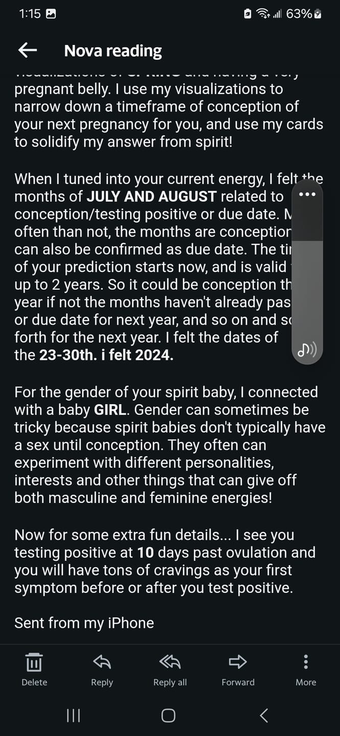 Customer photo review of Hailey's Fertility Readings