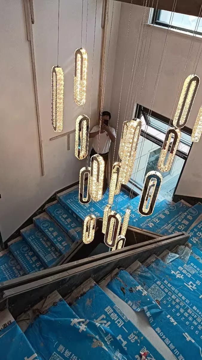Customer photo review of Rae Crystal Staircase Chandelier
