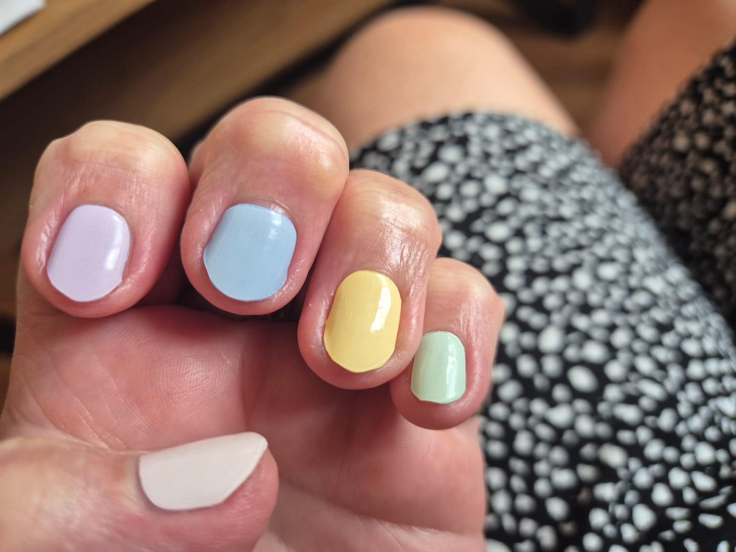 Customer photo review of Pastel Rainbow DIY Semicured Gel Nail Sticker Kit