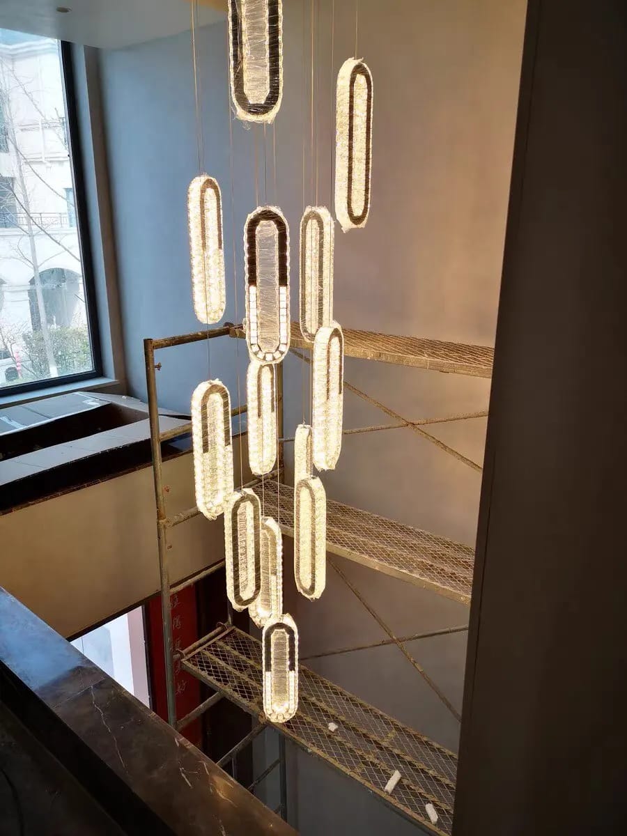 Customer photo review of Rae Crystal Staircase Chandelier