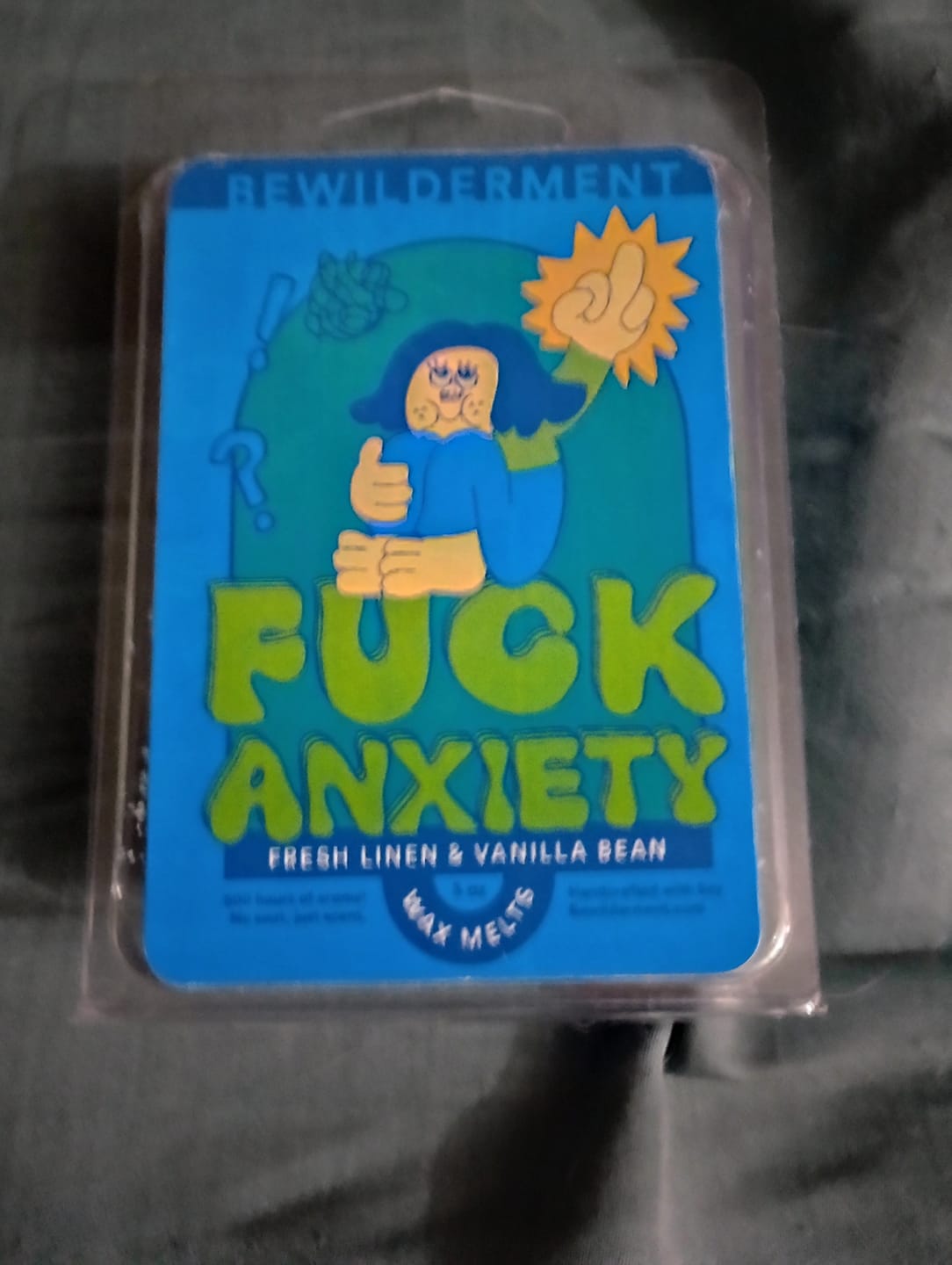 Customer photo review of F*ck Anxiety Wax Melts