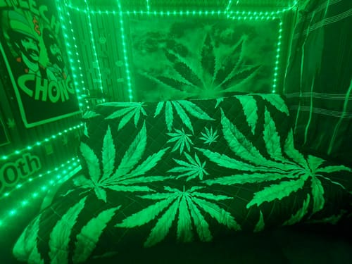 Customer photo review of Watercolor Marijuana Leaf Pattern Print Futon Protector