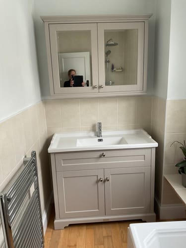 Customer photo review of Hudson Reed Old London 1050mm Bathroom Mirror Cabinet - Timeless Sand