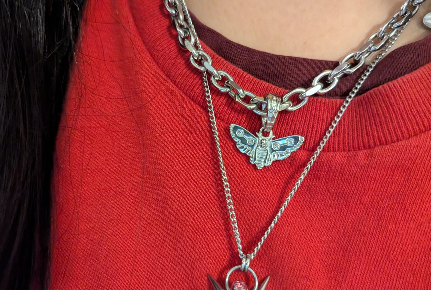 Customer photo review of MOTH PENDANT