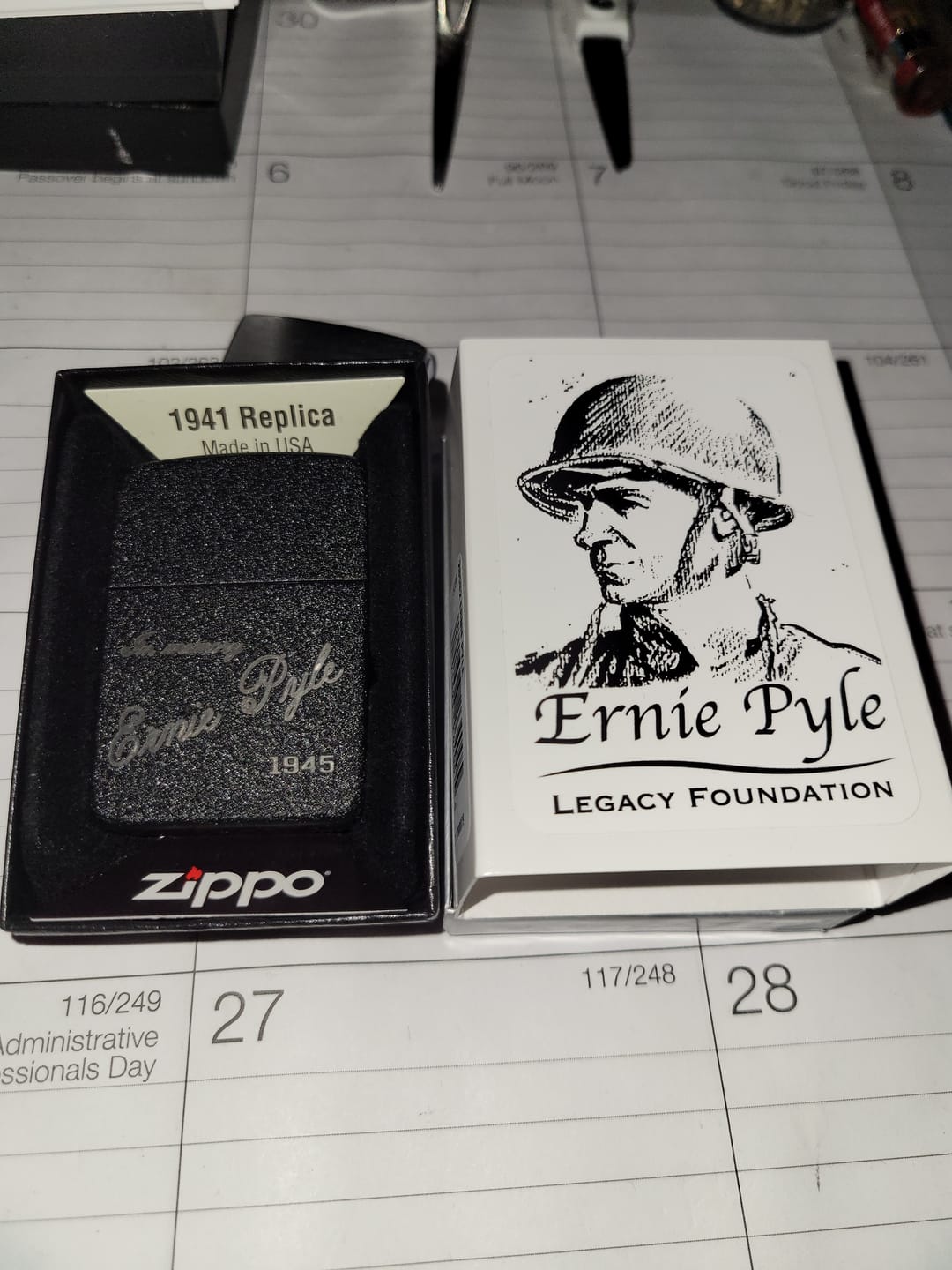 Customer photo review of EXCLUSIVE - ZIPPO LIGHTER - Ernie Pyle Tribute - Black Crackle®