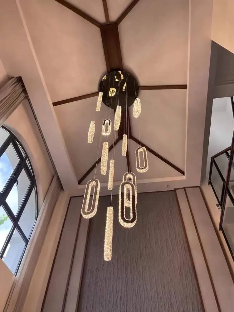 Customer photo review of Rae Crystal Staircase Chandelier