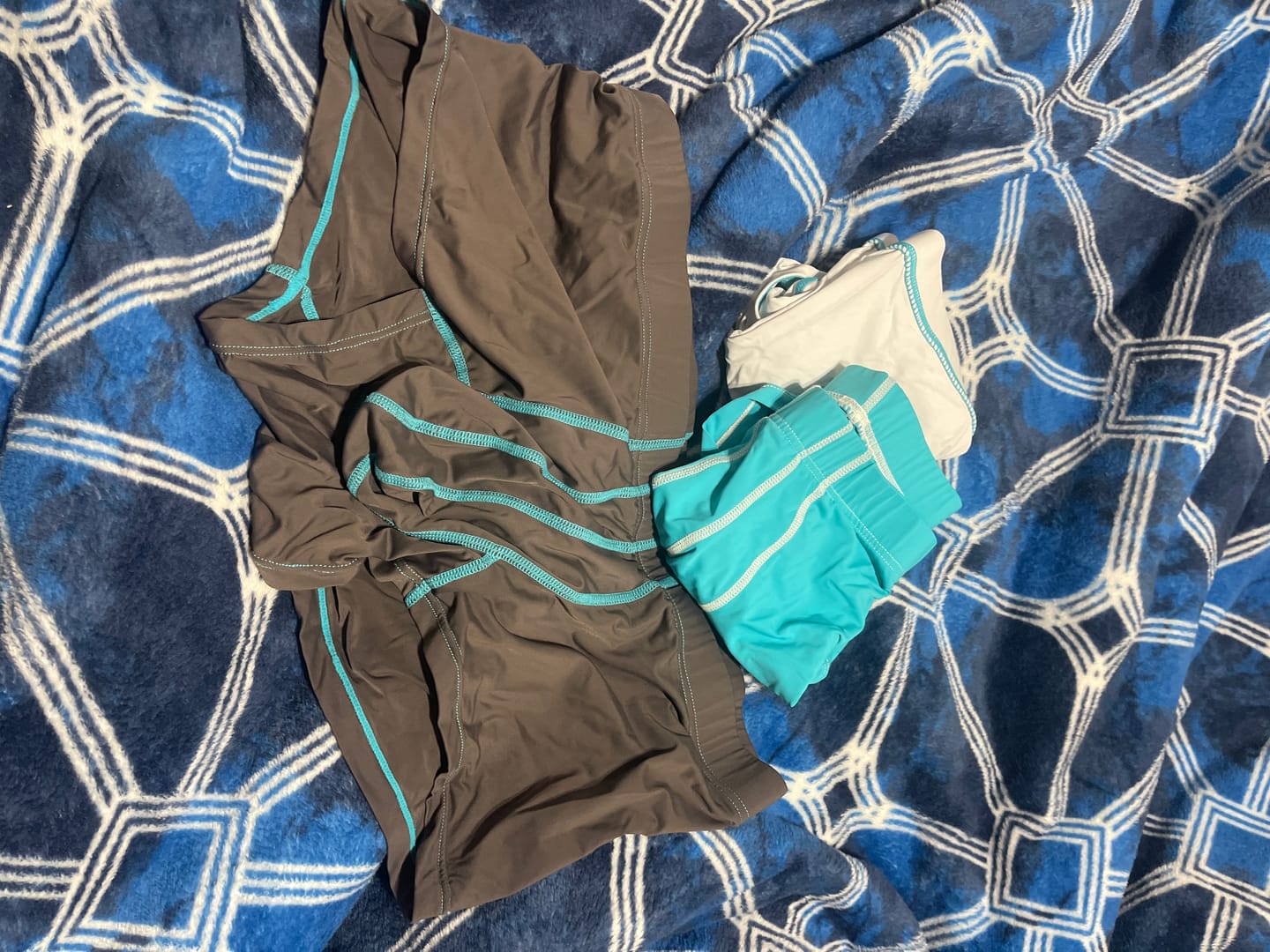 Customer photo review of Nylon 3in Boxer Briefs No Fly 4pk Black/Cyan/Gray/White
