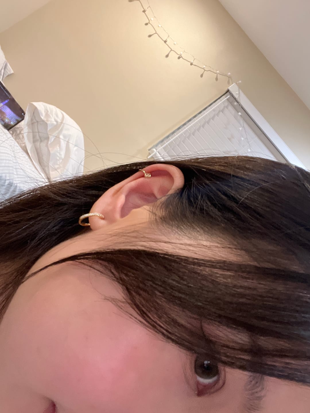 Customer photo review of Medium Pavé Hoop Clip On Earrings in Gold