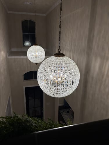 Customer photo review of French Antique Brass Crystal Globe Chandelier