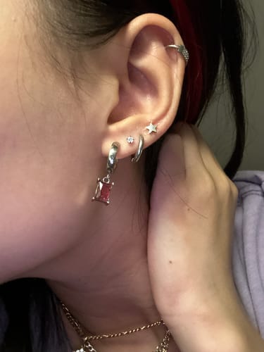 Customer photo review of Ruby Hoops - Silver