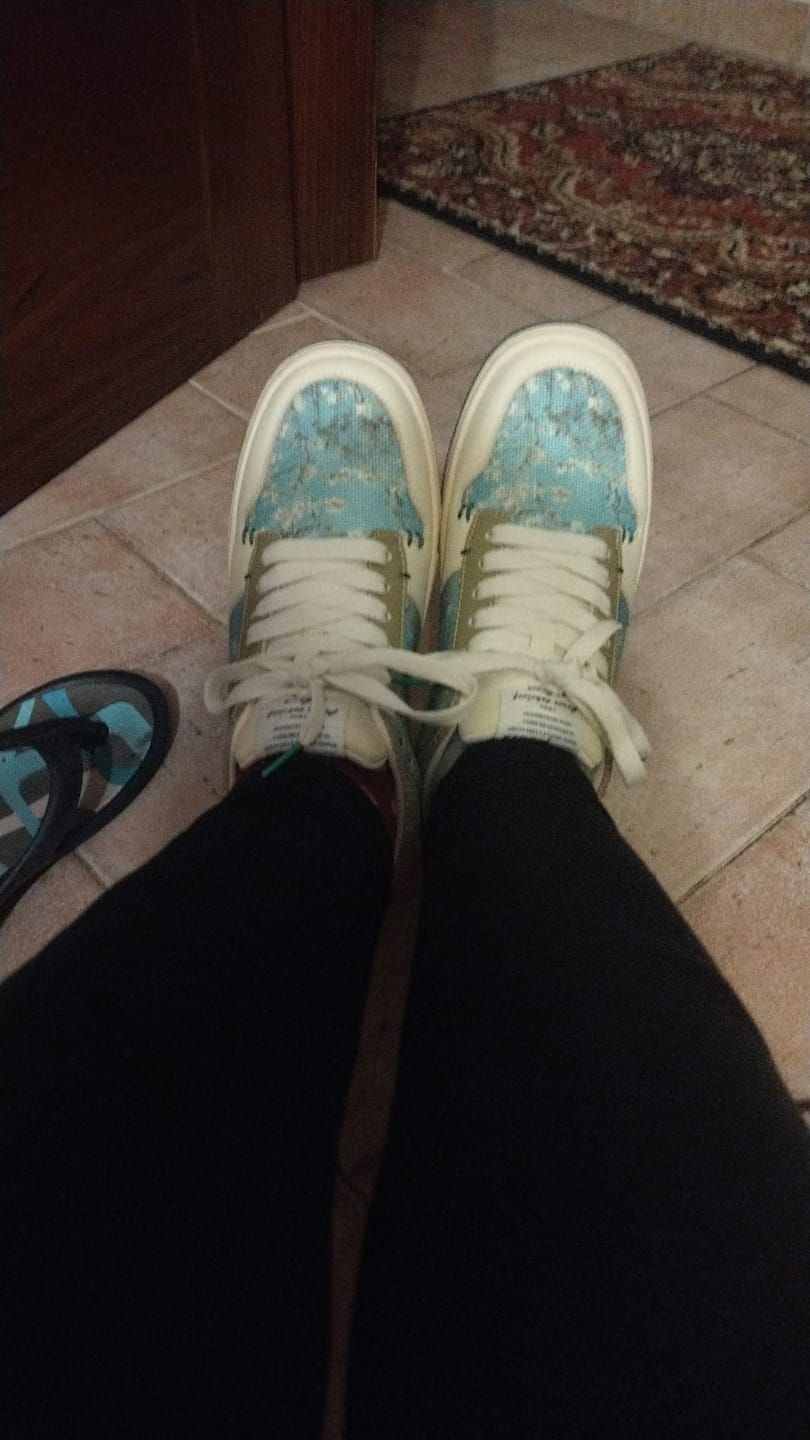 Customer photo review of Van Gogh Almond Blossoms inspired sneakers