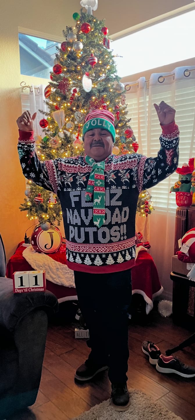 Customer photo review of Feliz Navidad Putos Ugly Navidad Sweatshirt for Latinos
