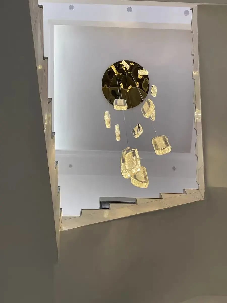 Customer photo review of Rae Crystal Staircase Chandelier
