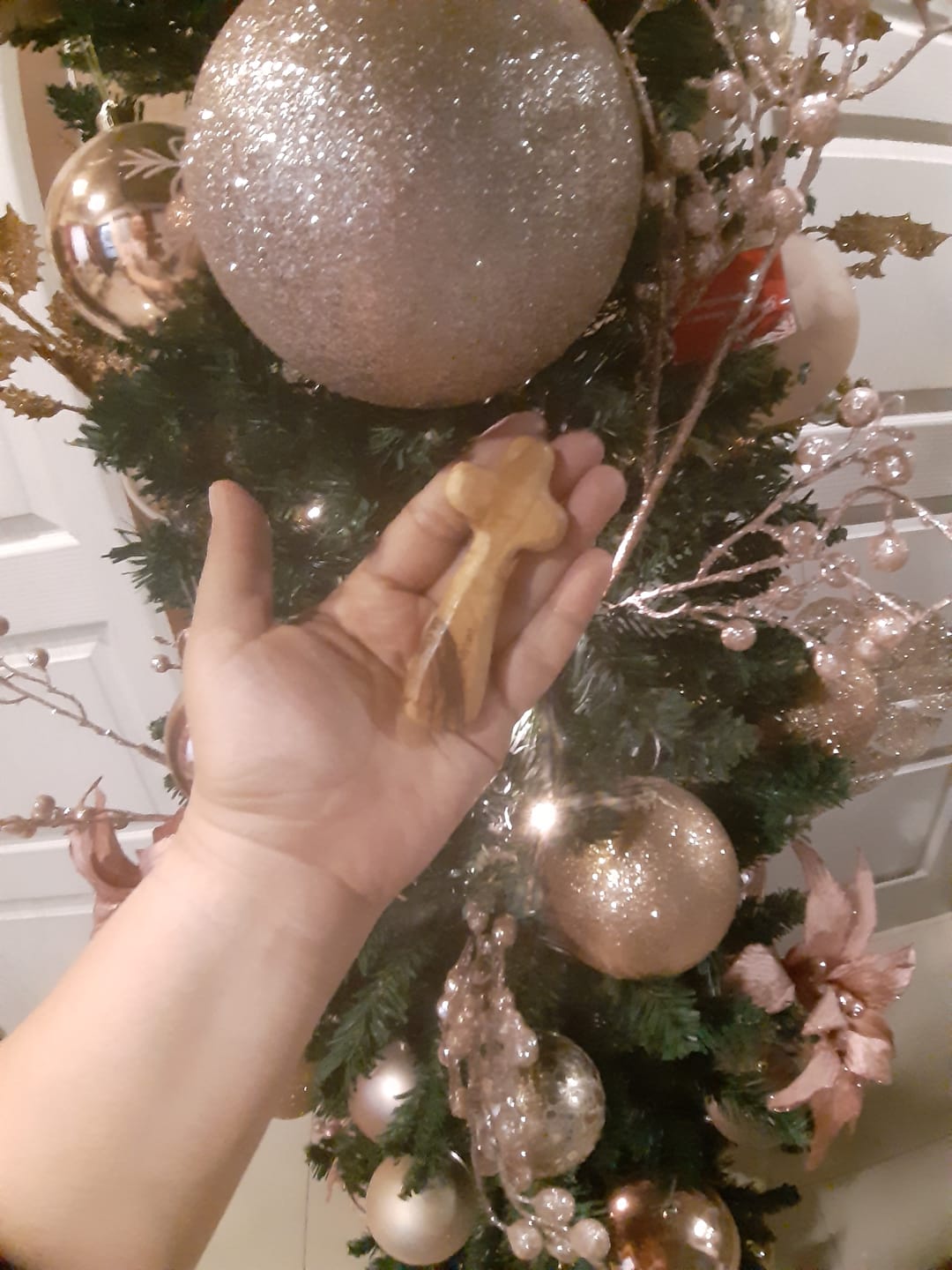 Customer photo review of Holy Land Olive Wood Comfort Cross