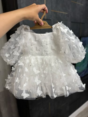 Customer photo review of 3D Butterfly Puff Sleeve Dress