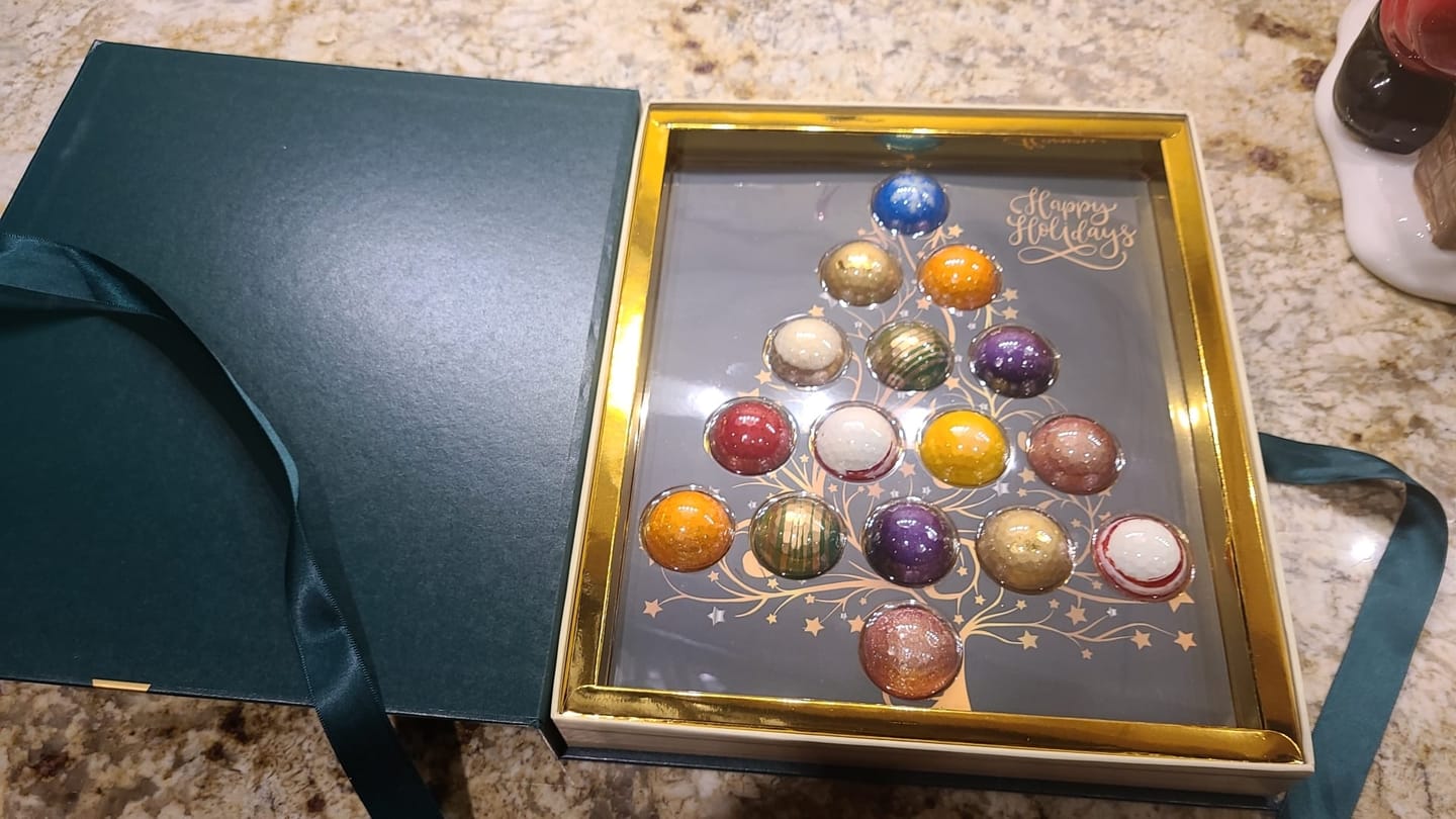 Customer photo review of Holiday Chocolate Gourmet Gift Box, 16 piece box