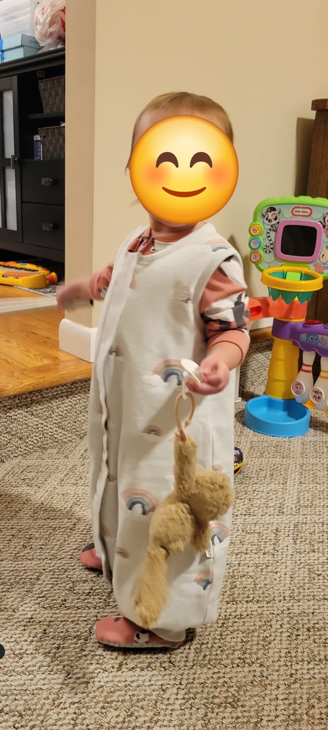 Customer photo review of 4 Season® Baby Sleep Bag with Feet, Merino Wool & Organic Cotton, Rainbow