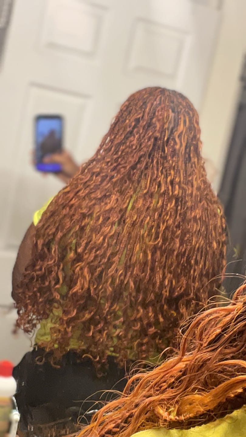 Customer photo review of #350 Flaming Ginger Deep Wave Bulk Hair Extensions for Braiding