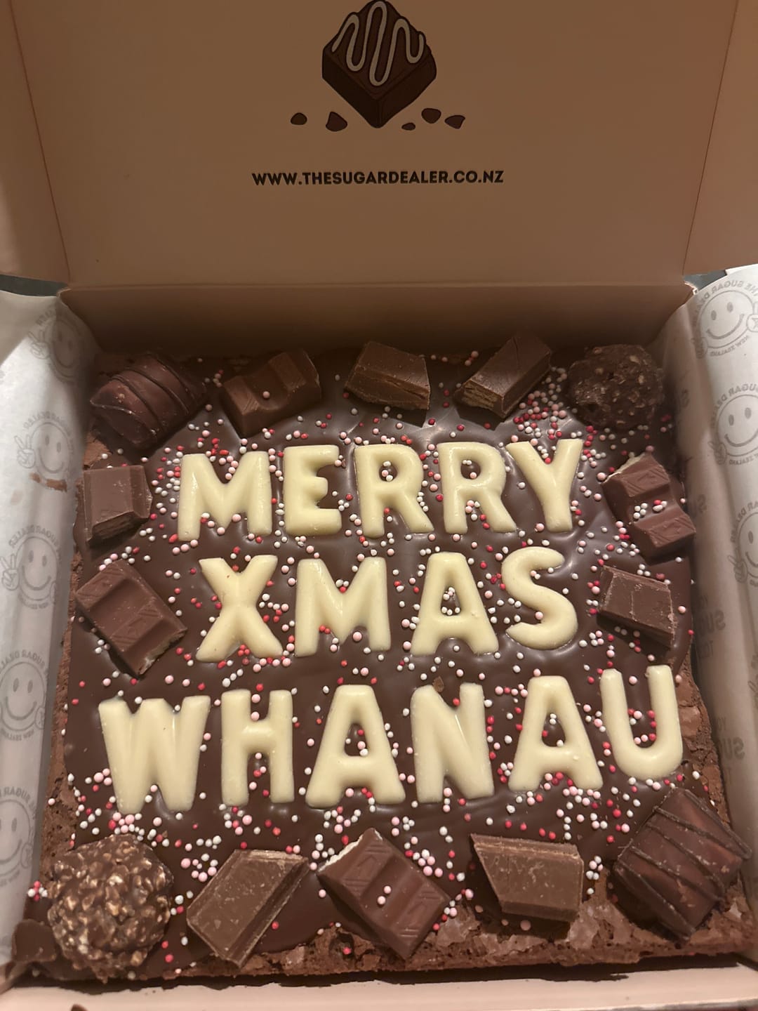 Customer photo review of Custom message chocolate fiend brownie