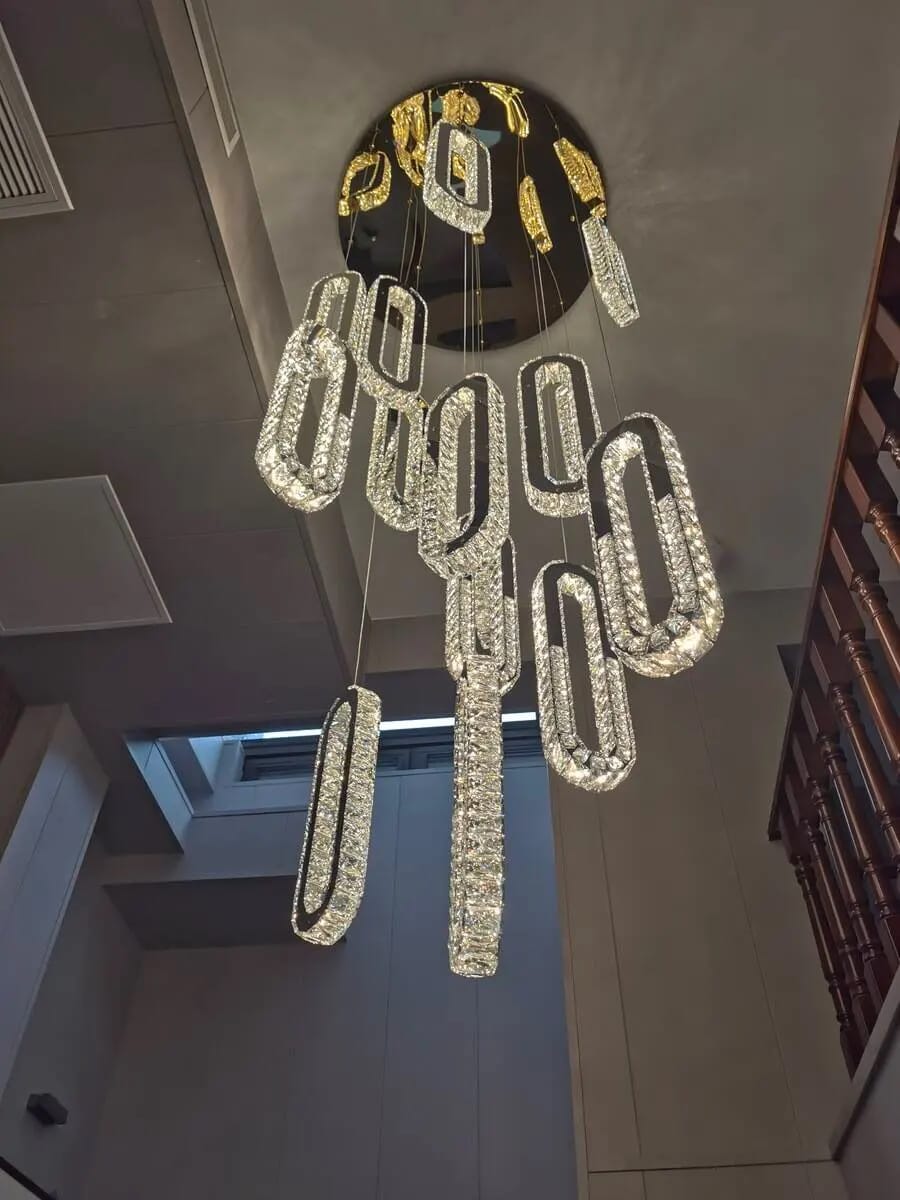 Customer photo review of Rae Crystal Staircase Chandelier
